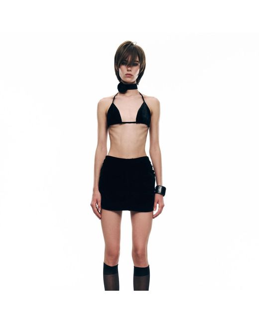 Serotoninn Black Velvet Draped Mini Skort