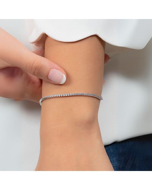 Spero London Metallic Sterling 2Mm Fine Tennis Bracelet