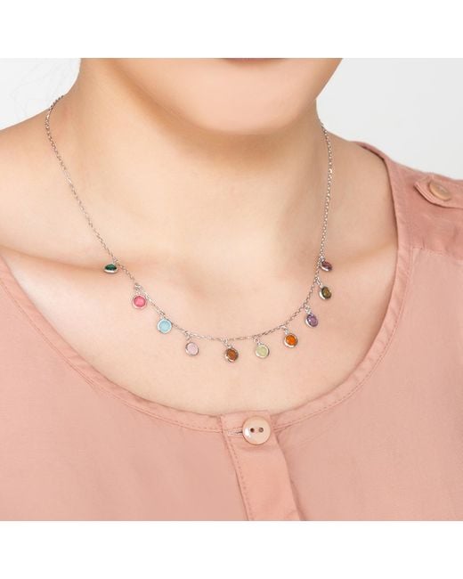 Latelita London Metallic Florence Multi Coloured Gemstone Necklace
