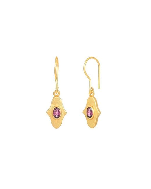 Opium Jewels Metallic Birthstone Hamsa Earrings