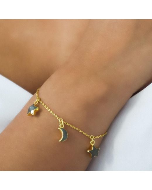 Luna Charles Metallic Amelia Aventurine Star & Moon Charm Bracelet
