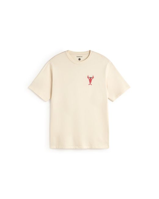 Thinking Mu White Zach Lobster Embroidered T-Shirt for men