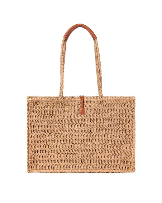 Jurgi Brand Brown Neutrals Handmade Beach Bag With Leather Accents