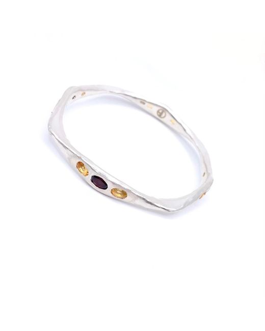 Amy Delson Jewelry Metallic Bella -Twelve Gemstone Garnet, Citrine Sterling Bangle