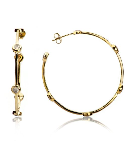 The Jewellery Store London Metallic Open Hoop Earrings With Moonstones