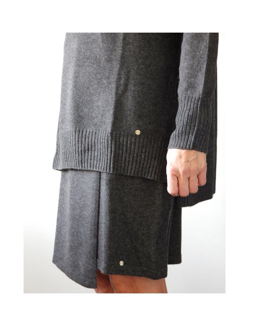 tirillm Gray Anette Merino Wool Skirt With Wrap Front, Charcoal Melange