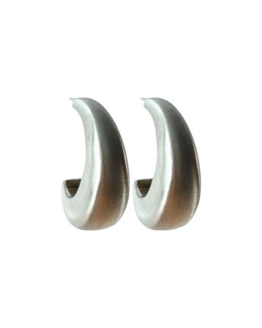 LINYA JEWELLERY Metallic Bony Domed Hoop Earrings
