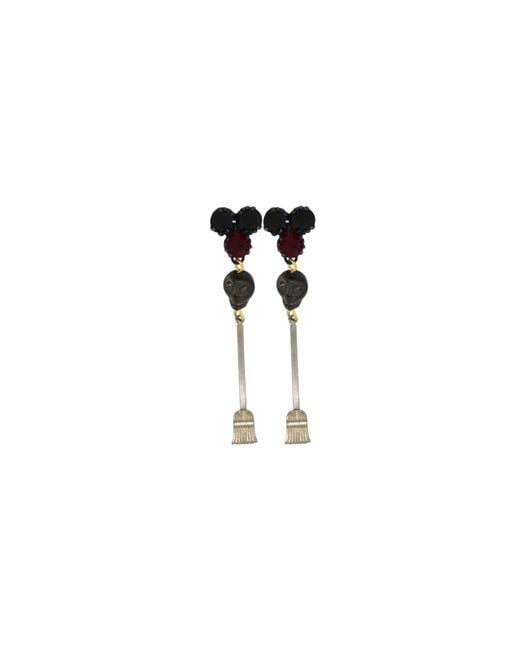 Vicki Sarge Black The Skull & Broom Earrings