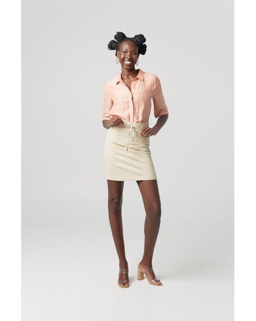 Why Mary Pink Neutrals Linen Viscose Classic Shirt Mellow Rose