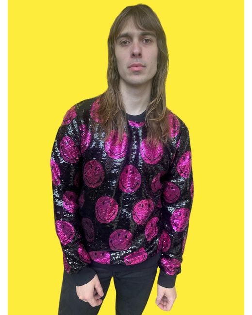 Any Old Iron Purple Smiley And Sequin Sweatshirt for men