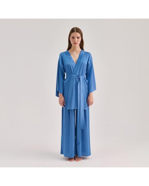 Avenue 8 Blue Mini Silk Robe