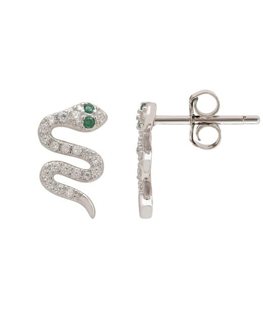 Latelita London Metallic Slither Snake Stud Earrings Cz