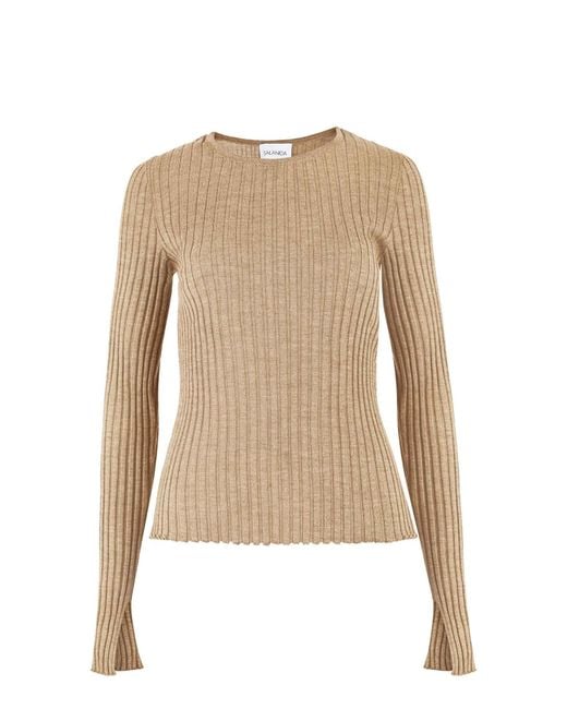SALANIDA Natural Brera 100% Merino Long-sleeve Top Beige