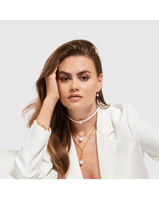 Ora Pearls Metallic Aetia Xxl Pearl Chain Necklace