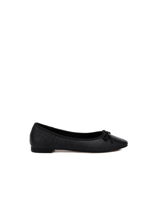 Rag & Co Black Paper Rings Raffia Ballet Flats