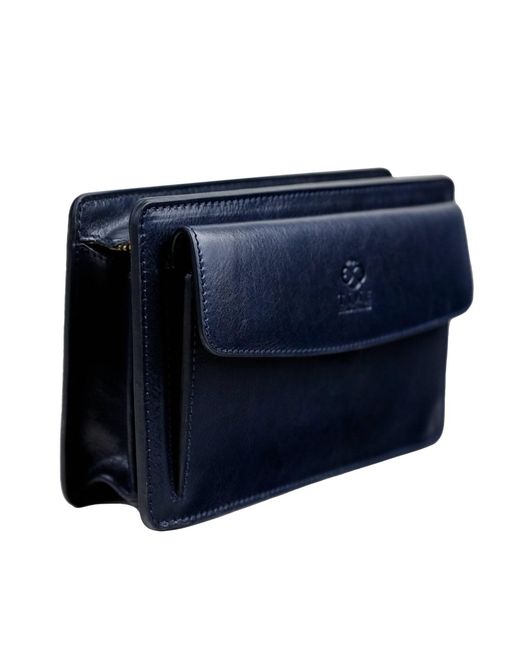 Time Resistance Blue Leather Clutch Purse for men
