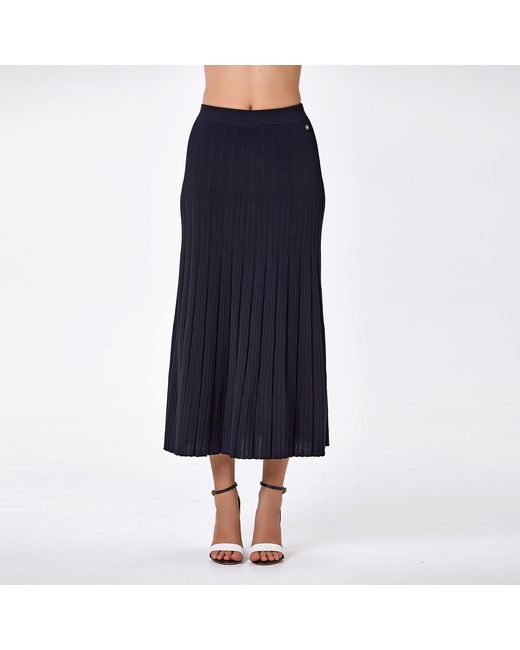 Smart and Joy Green Long Pleated Cotton Knit Skirt