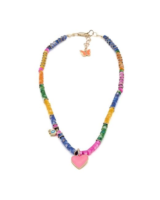 Ebru Jewelry Metallic Colors Of Life Pink Love Beaded Necklace