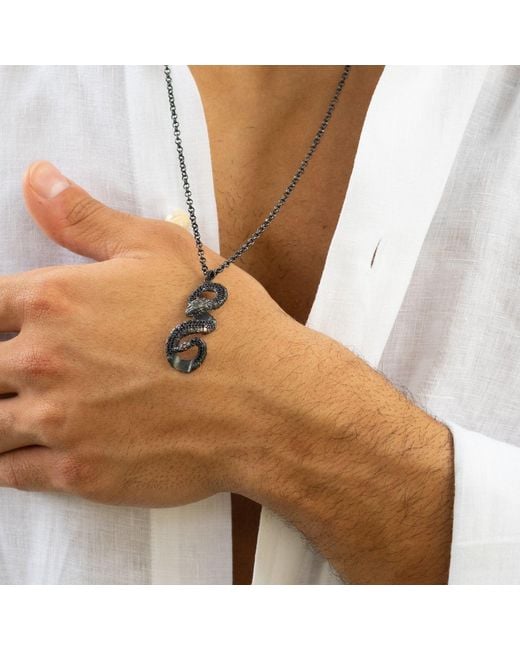 Ebru Jewelry Metallic Serpent Guardian Sterling Necklace for men