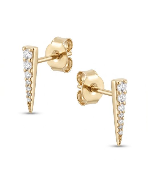 Spero London Metallic Long Pave Dagger Stud Earrings Sterling
