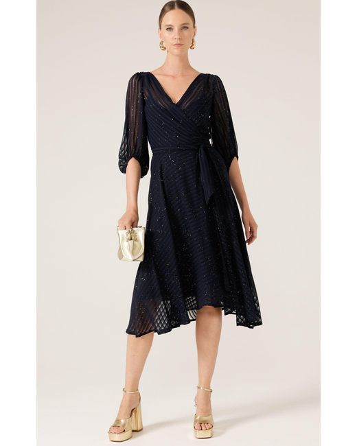 SACHA DRAKE Blue Vivienne Wrap Dress