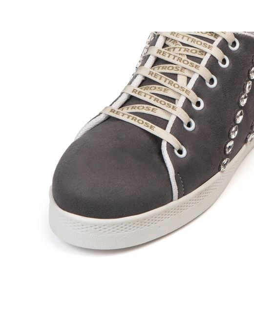 Rettrose Black Ivy Luxury Suede Handmade Embellished Tennis Shoe