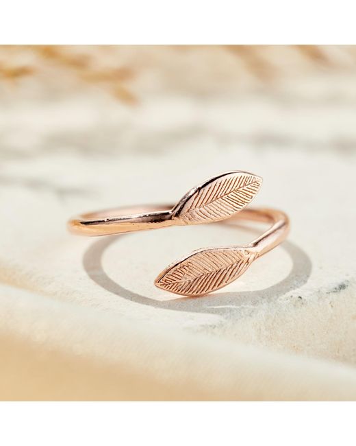 Posh Totty Designs White Rose Gold Plated Leaf Open Ring