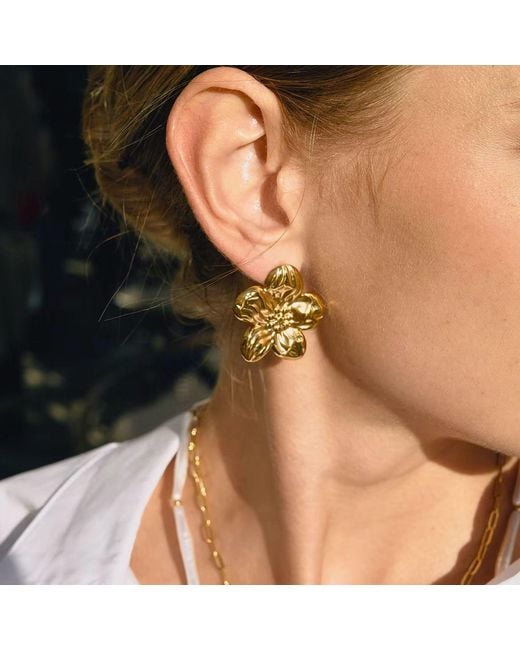 Olivia Le Metallic Floral Motif Earrings