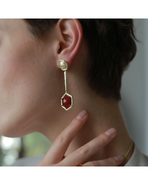 Retro Chic Red Agate Tiger Earrings