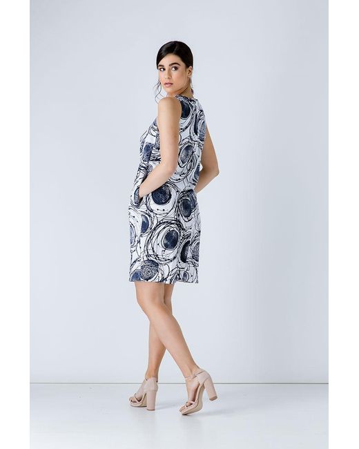 Conquista Blue Print Sleeveless Sack Dress