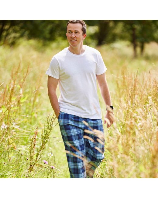 Lounge Blue Soft, Breathable Organic Brushed Cotton Loungewear Trousers for men