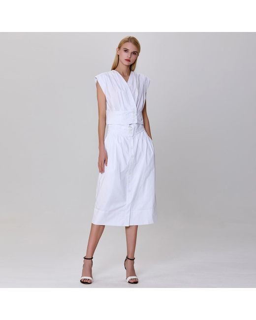 Smart and Joy White Buttoned Straight Skirt