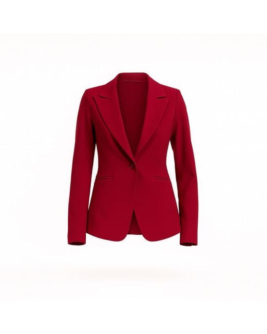 Tantra Spain Sl Red Fitted Jacket With Lapels, Single-Button Closure, And Faux Pockets, Burgandy