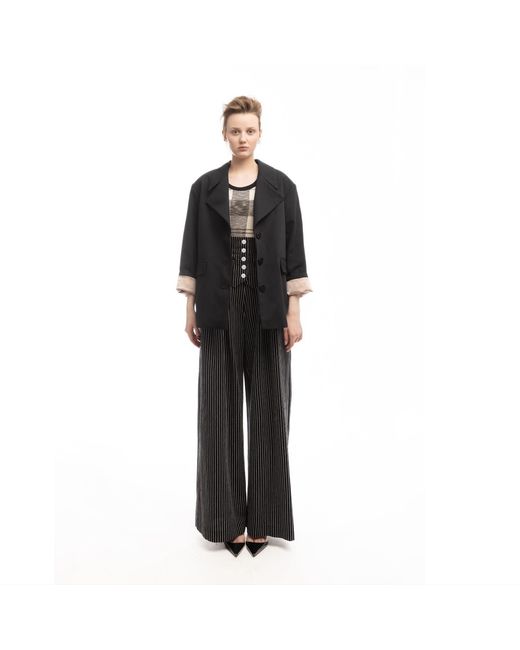 Julia Allert Blue Pinstripe Statement Buttoned Trousers