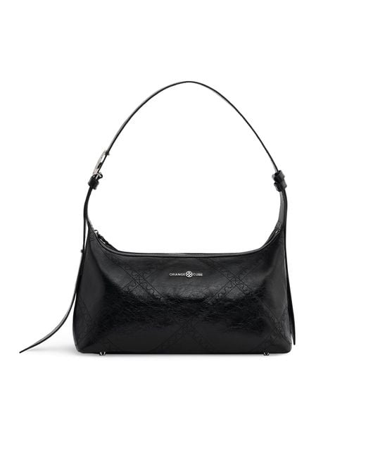 Orange Cube Black Ruched Shoulder Bag