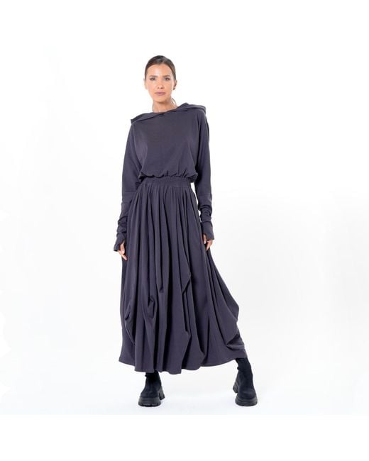 Metamorph Blue Hooded Midi Dress