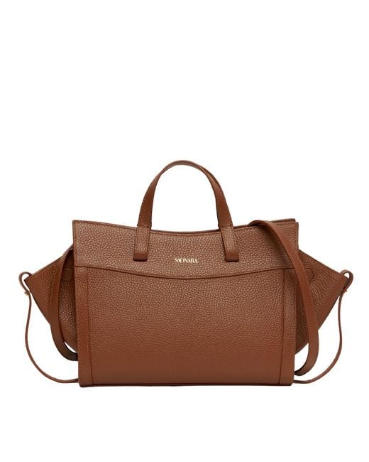 Saonara Brand Brown Mini Shopping Bag Chestnut Leather