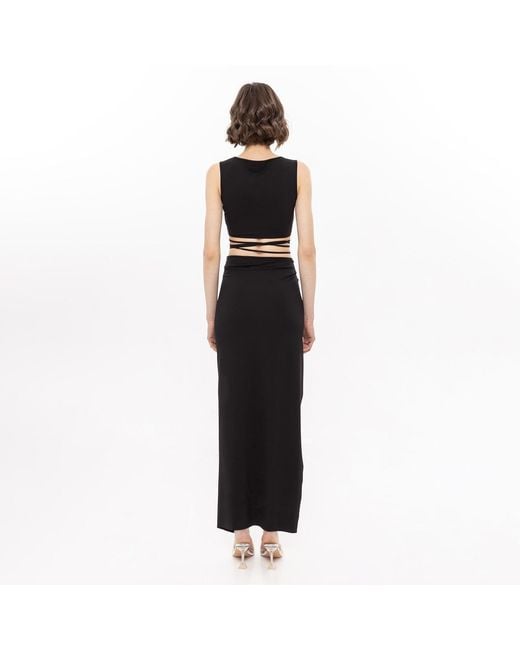Nissa Black High Waisted Midi Skirt