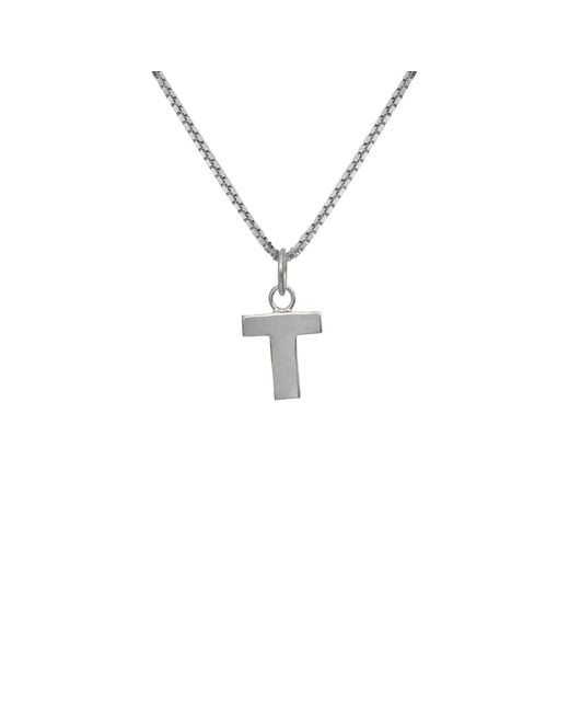 Edge Only Metallic Letter Pendant "T" Initial Necklace Sterling for men