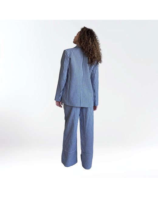 London Atelier Byproduct Blue Striped Blazer Trousers Corset And Tote Bag Four Piece Set