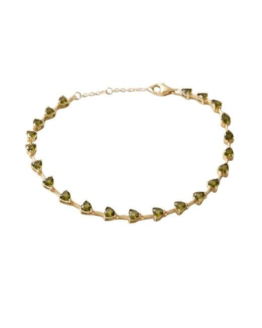 Harfi Metallic Peridot August Birthstone Heart Tennis Plated Bracelet