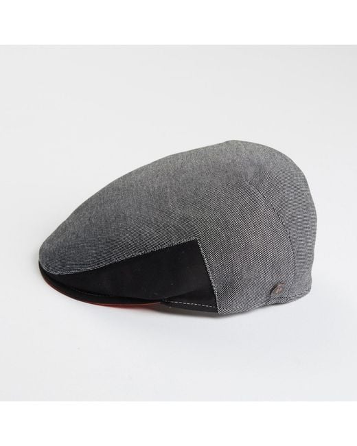 Dasmarca Hats Gray Dasmarca Brody Charcoal Cotton Summer Flat Cap With Bright Coloured Under Peak for men