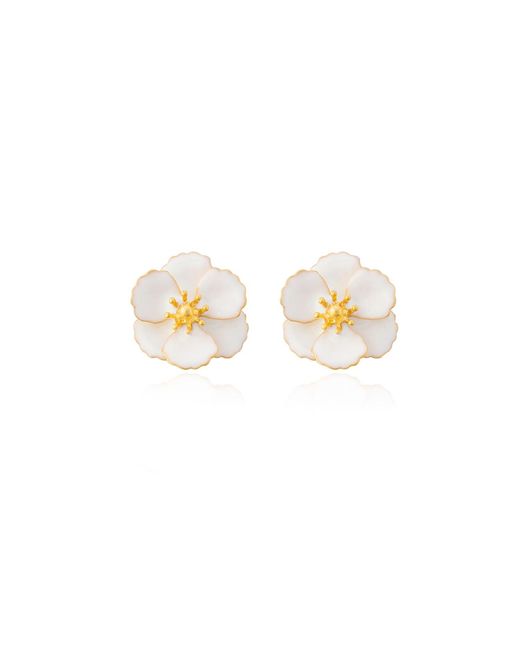 Milou Jewelry White Blossom Flower Earrings