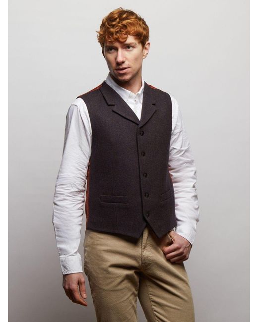 Guards London Black Sherwood Tweed Wool Waistcoat for men