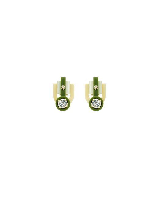 Gissa Bicalho Green Handmade Acrylic Earring S Stone Rhinestones Clay
