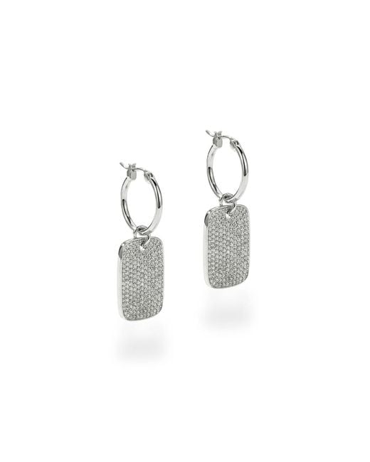 Jaredjamin Metallic Robin Pave Charm Hoop Earrings