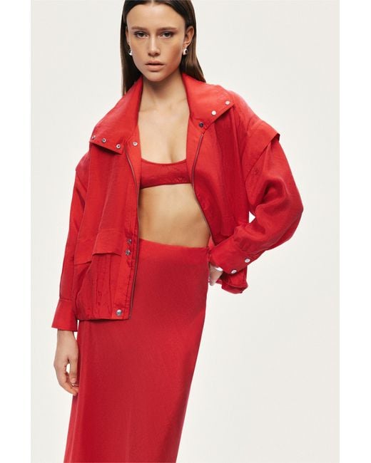 Nocturne Red Relaxed Zip-Up Jacket