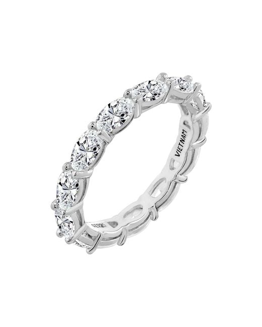 Diamonbliss Metallic Embellished With Swarovski Plated Oval Cut Eternity Ring, Three And Half Carats