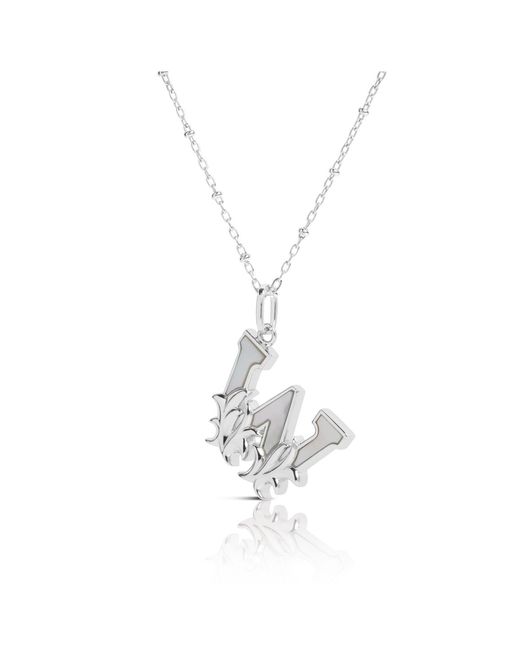 Kasun Metallic Solid W Initial Necklace With Mother Of Pearl