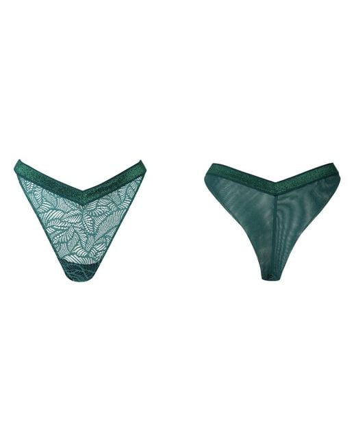 Bott Lingerie Green Soft Lace Tanga Brief La Teuf